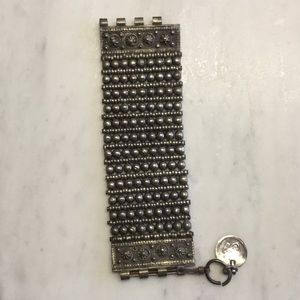 Wide silver bracelet